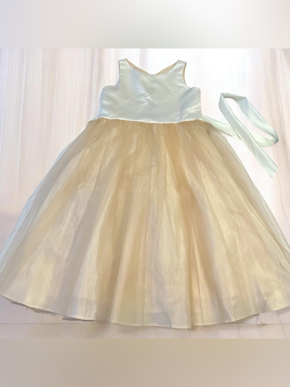 NWT PETITE ADELE Girls Ivory and Gold Tulle Party Dress